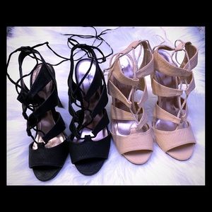 *SOLD* Qupid lace-up strappy heels size 9